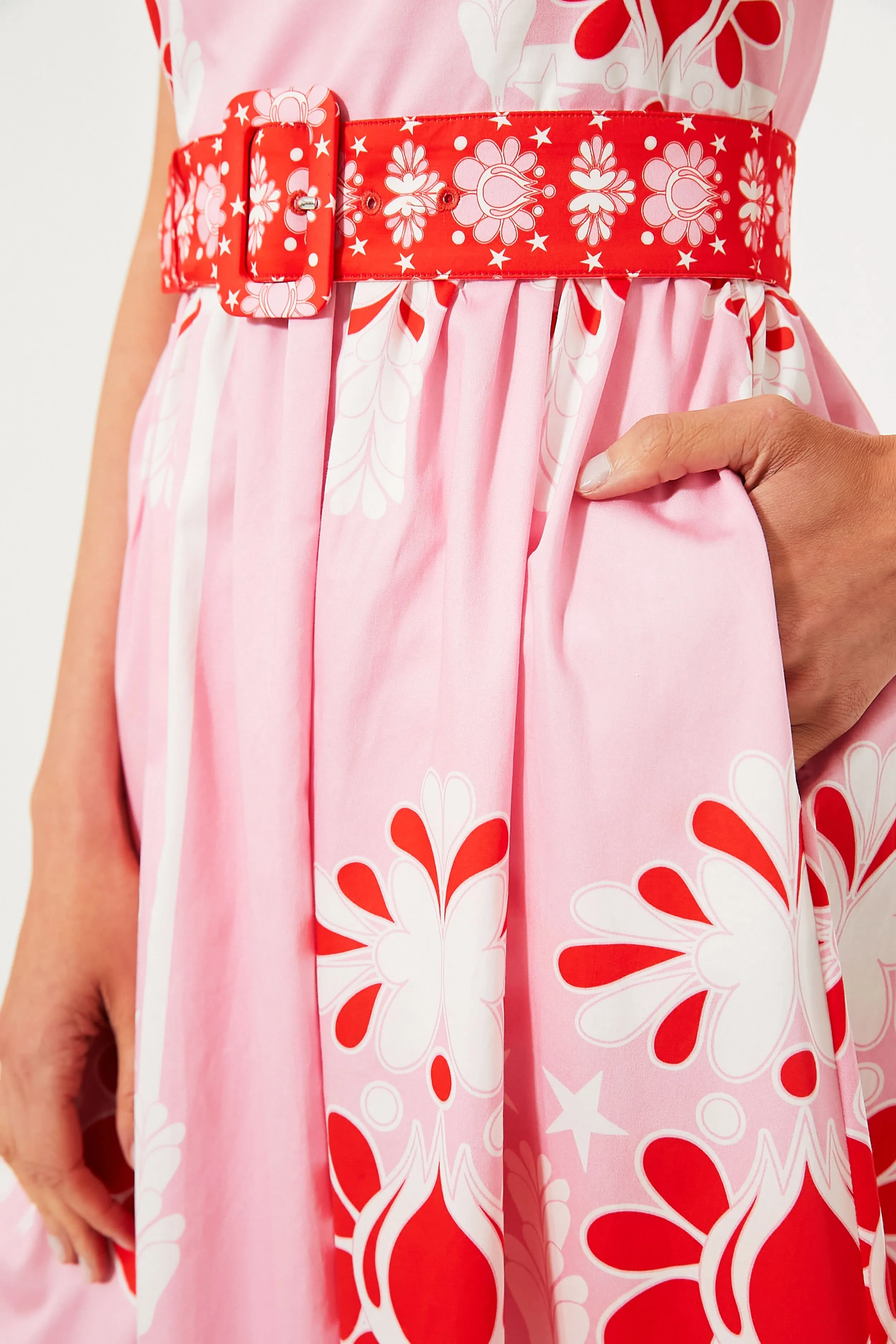 Pink Geo Flower Ninet Midi Dress sold by Tuckernuck product image thumbnail 5