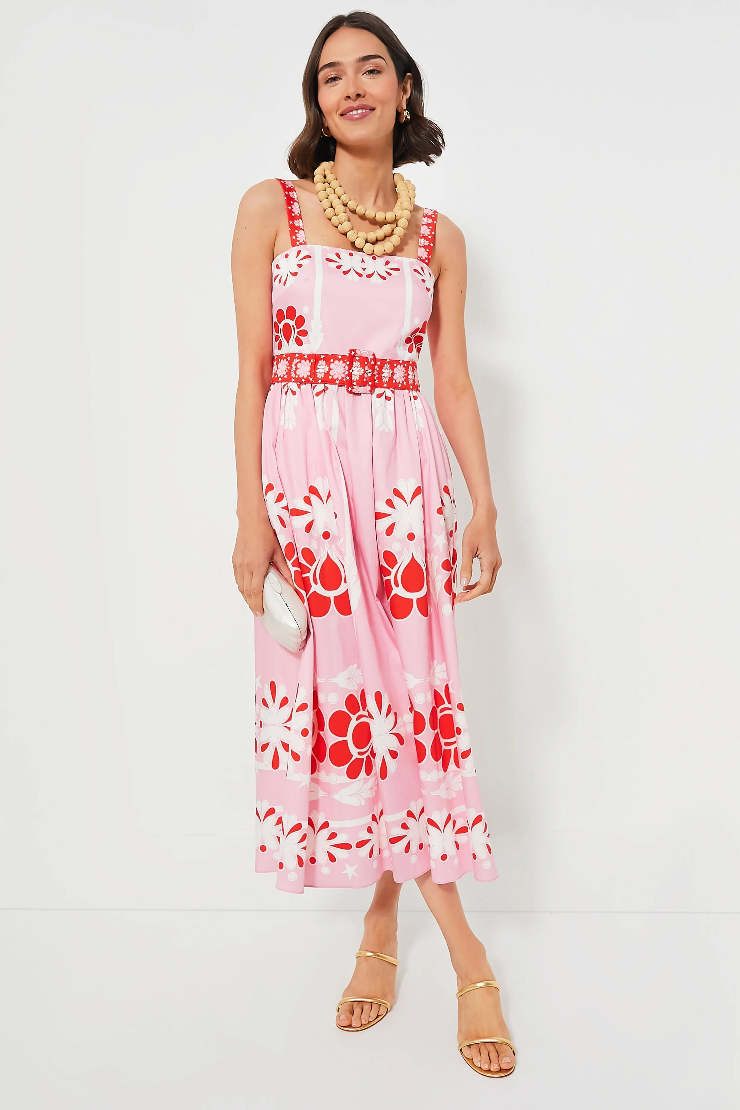 Pink Geo Flower Ninet Midi Dress sold by Tuckernuck product image thumbnail 2