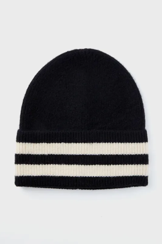 Black Solid Stripe Beanie sold by Tuckernuck