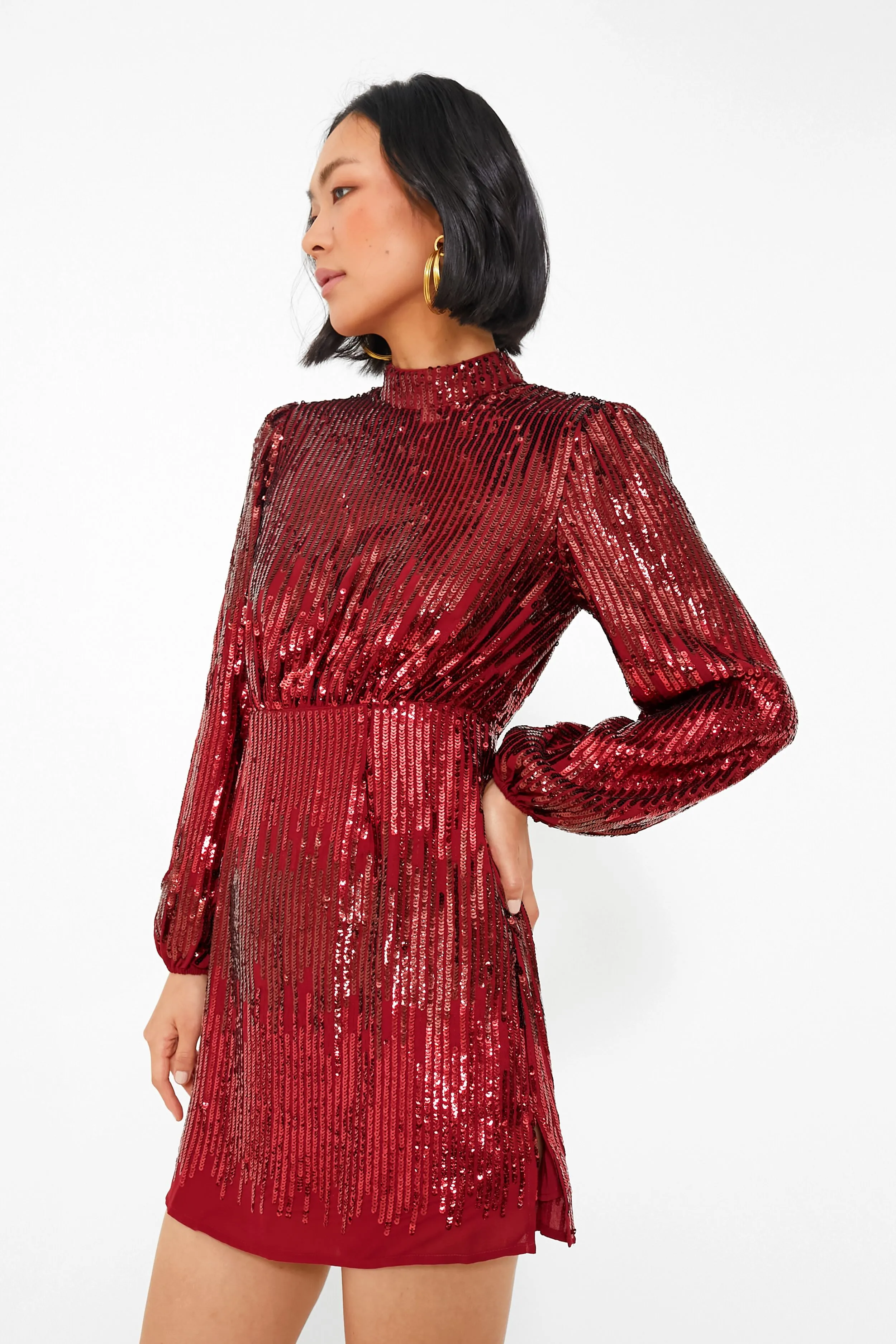 Ombre Embellished Burgundy Samantha Dress sold by Tuckernuck product image thumbnail 3