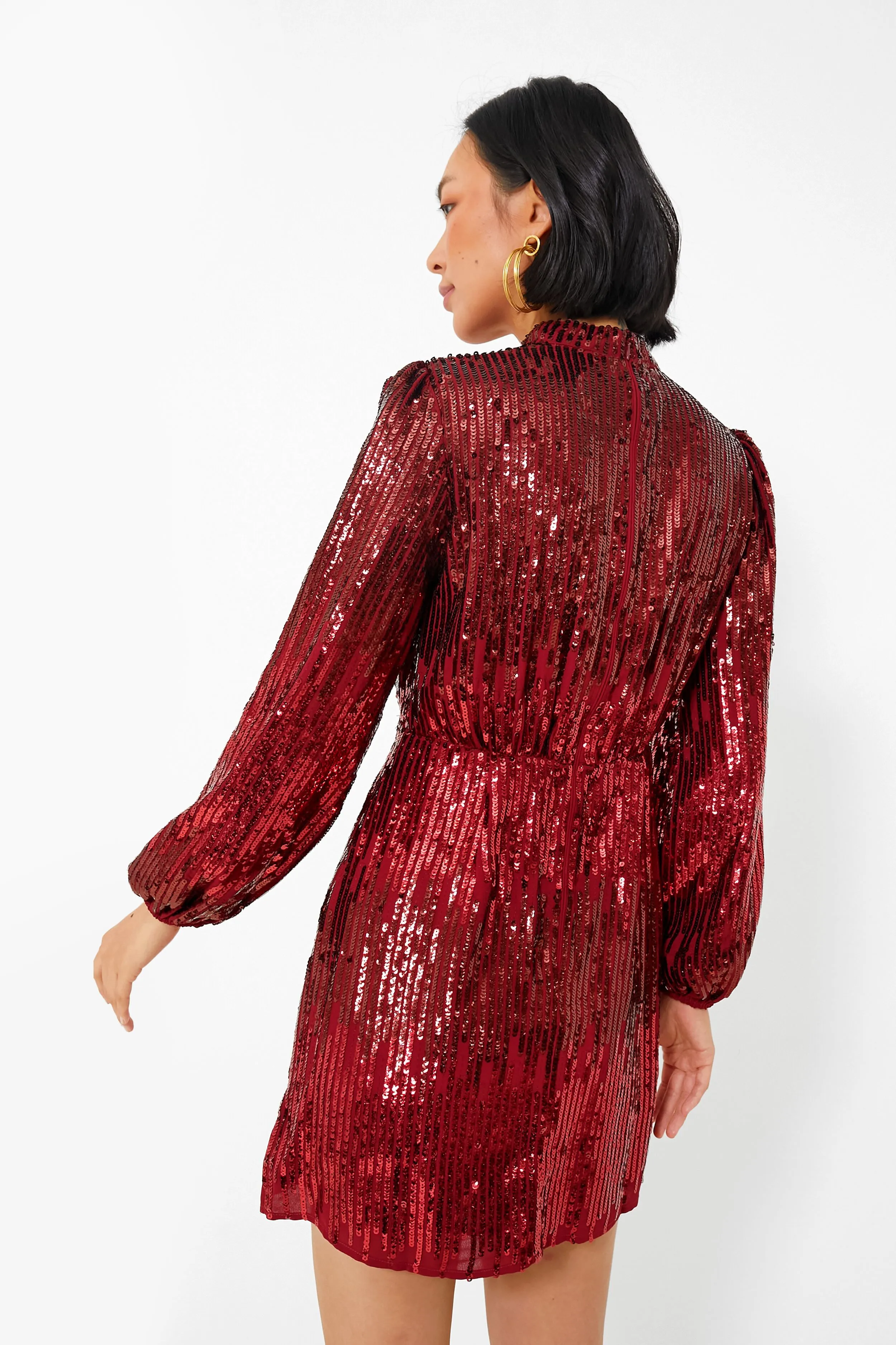Ombre Embellished Burgundy Samantha Dress sold by Tuckernuck product image thumbnail 4