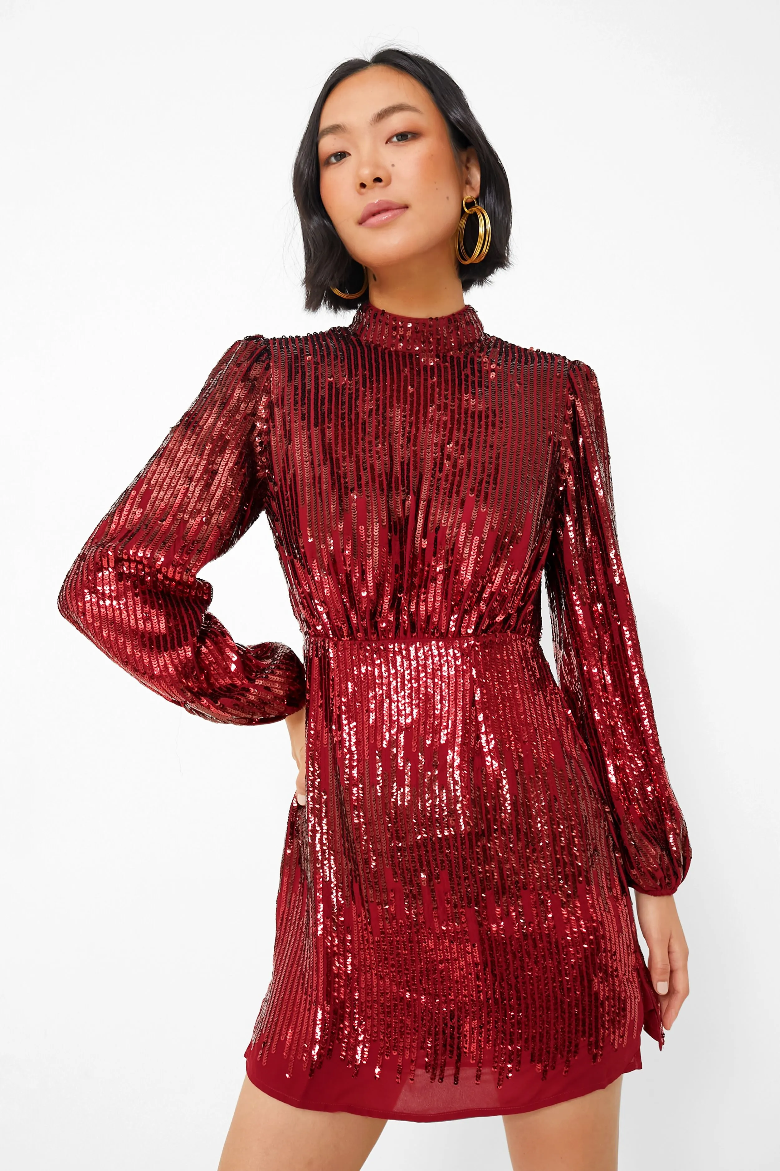 Ombre Embellished Burgundy Samantha Dress sold by Tuckernuck product image thumbnail 2