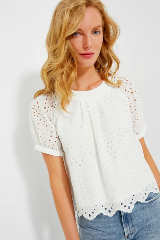 White Eyelet Fontalina Blouse made by Tuckernuck