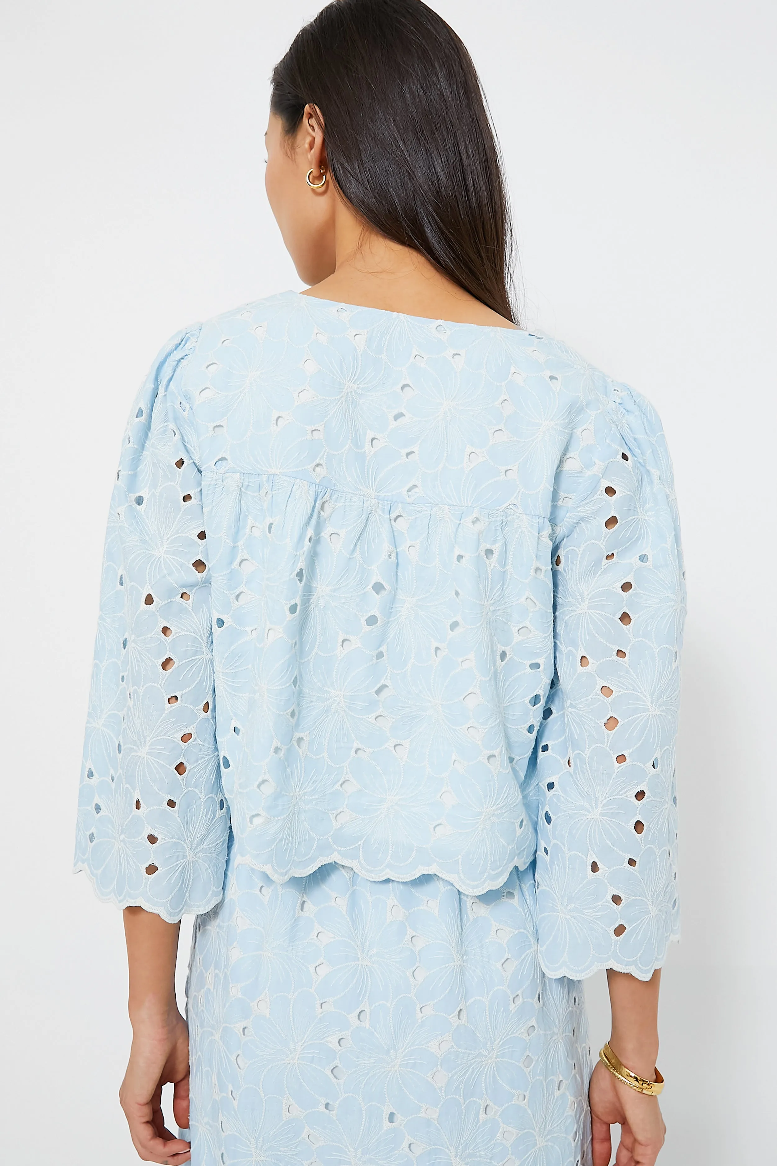 Airy Blue Eyelet Daniella Top sold by Tuckernuck product image thumbnail 4