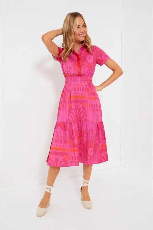 Hot Pink Moroccan Ikat Gwyneth Dress sold by Tuckernuck