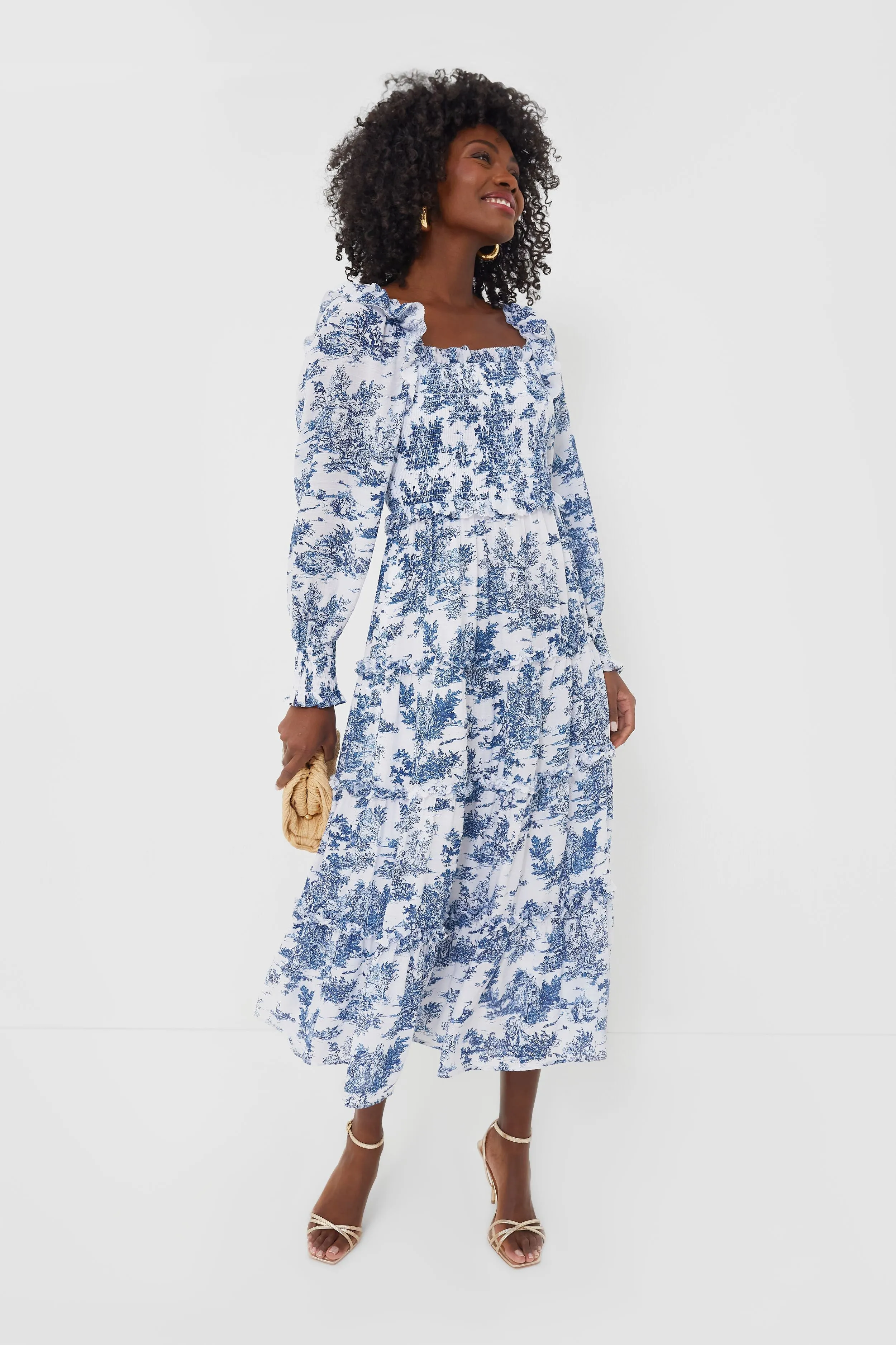 Blue Toile Long Sleeve Georgina Midi Dress sold by Tuckernuck product image thumbnail 2