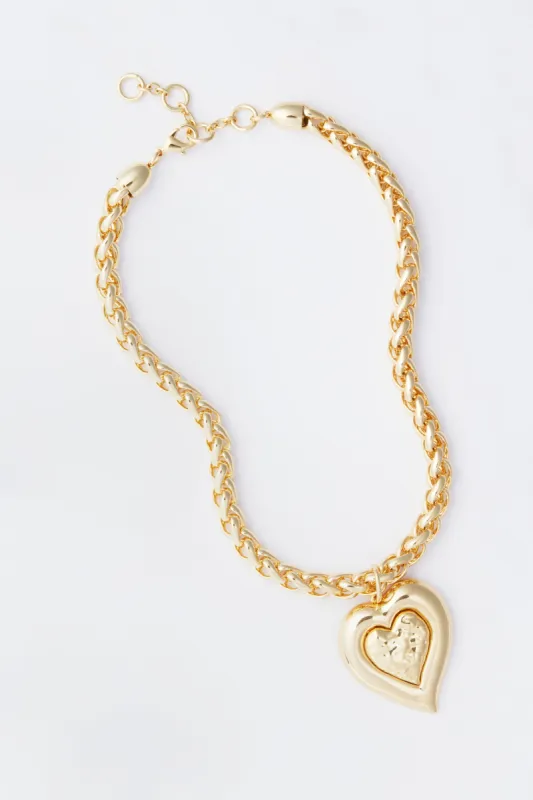 Gold Maxwell Heart Pendant Necklace made by Tuckernuck