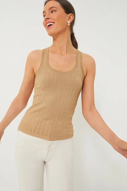 Gold Metallic Knit Ari Tank made by Tuckernuck