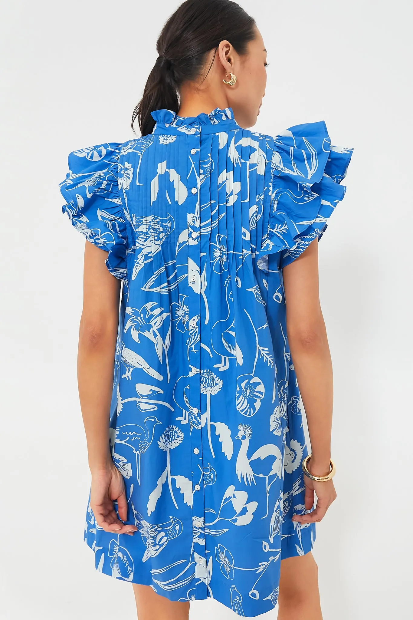 Exclusive Audubon Blue Pintuck Ruffle Mini Dress sold by Tuckernuck product image thumbnail 4