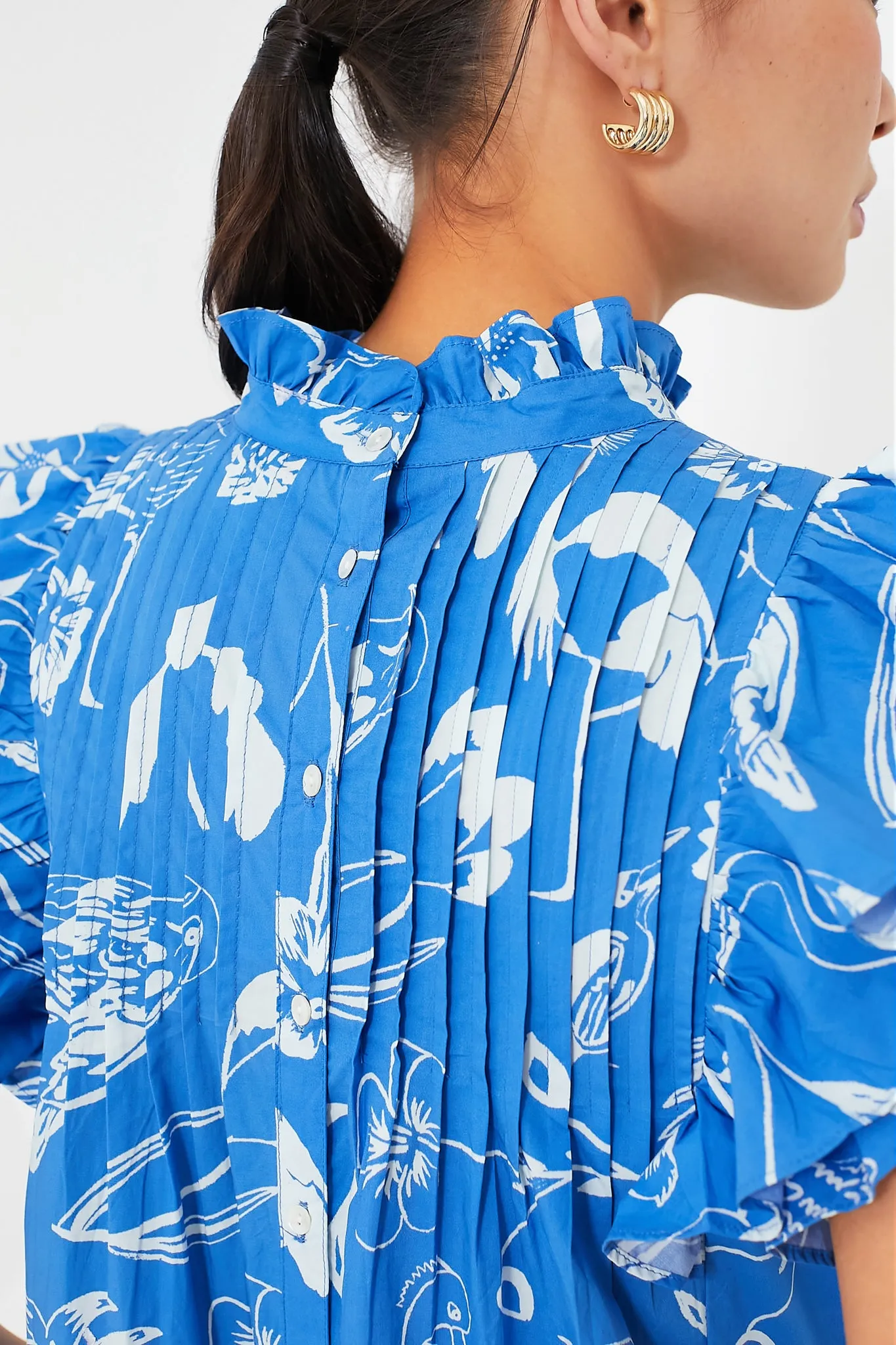 Exclusive Audubon Blue Pintuck Ruffle Mini Dress sold by Tuckernuck product image thumbnail 5