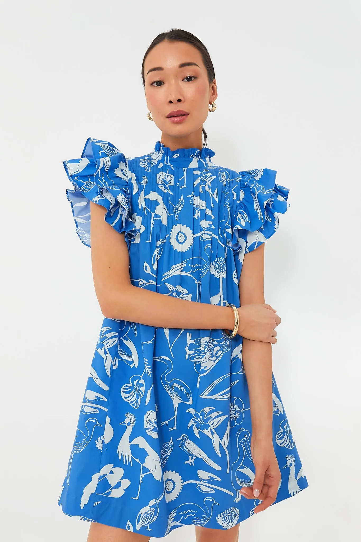 Exclusive Audubon Blue Pintuck Ruffle Mini Dress sold by Tuckernuck product image thumbnail 2