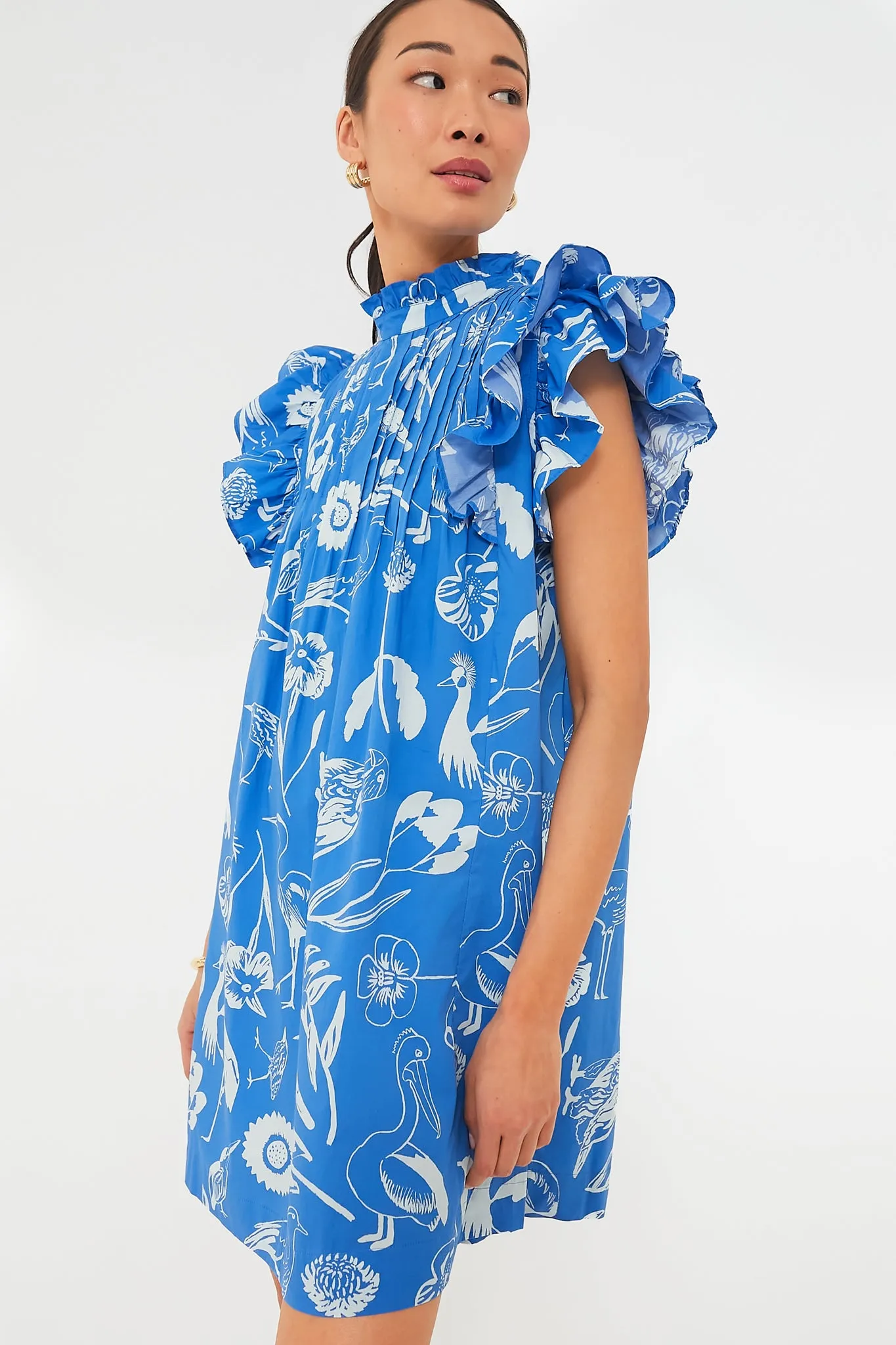 Exclusive Audubon Blue Pintuck Ruffle Mini Dress sold by Tuckernuck product image thumbnail 3
