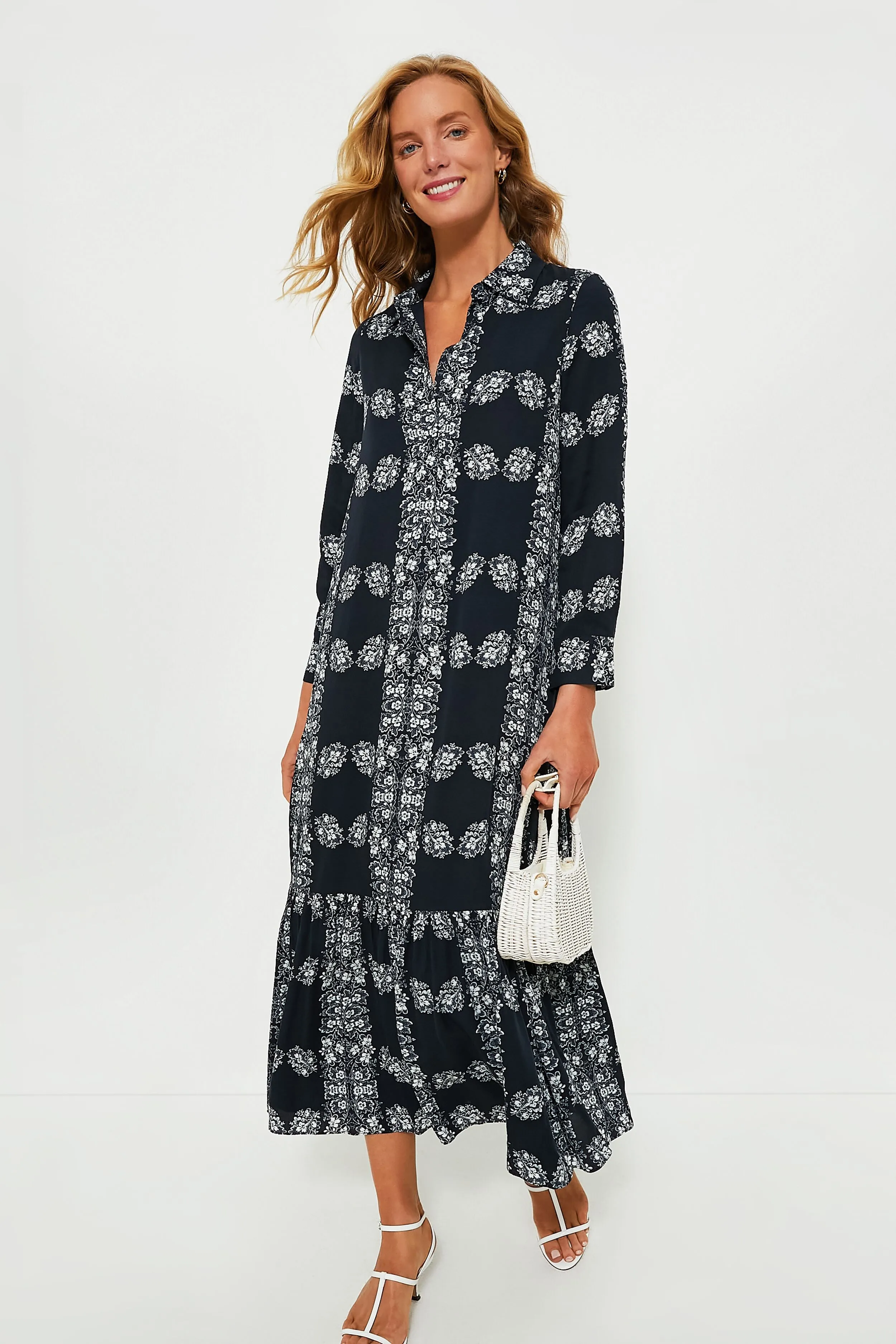 Navy Floral Miller Maxi Shirt Dress sold by Tuckernuck product image thumbnail 2