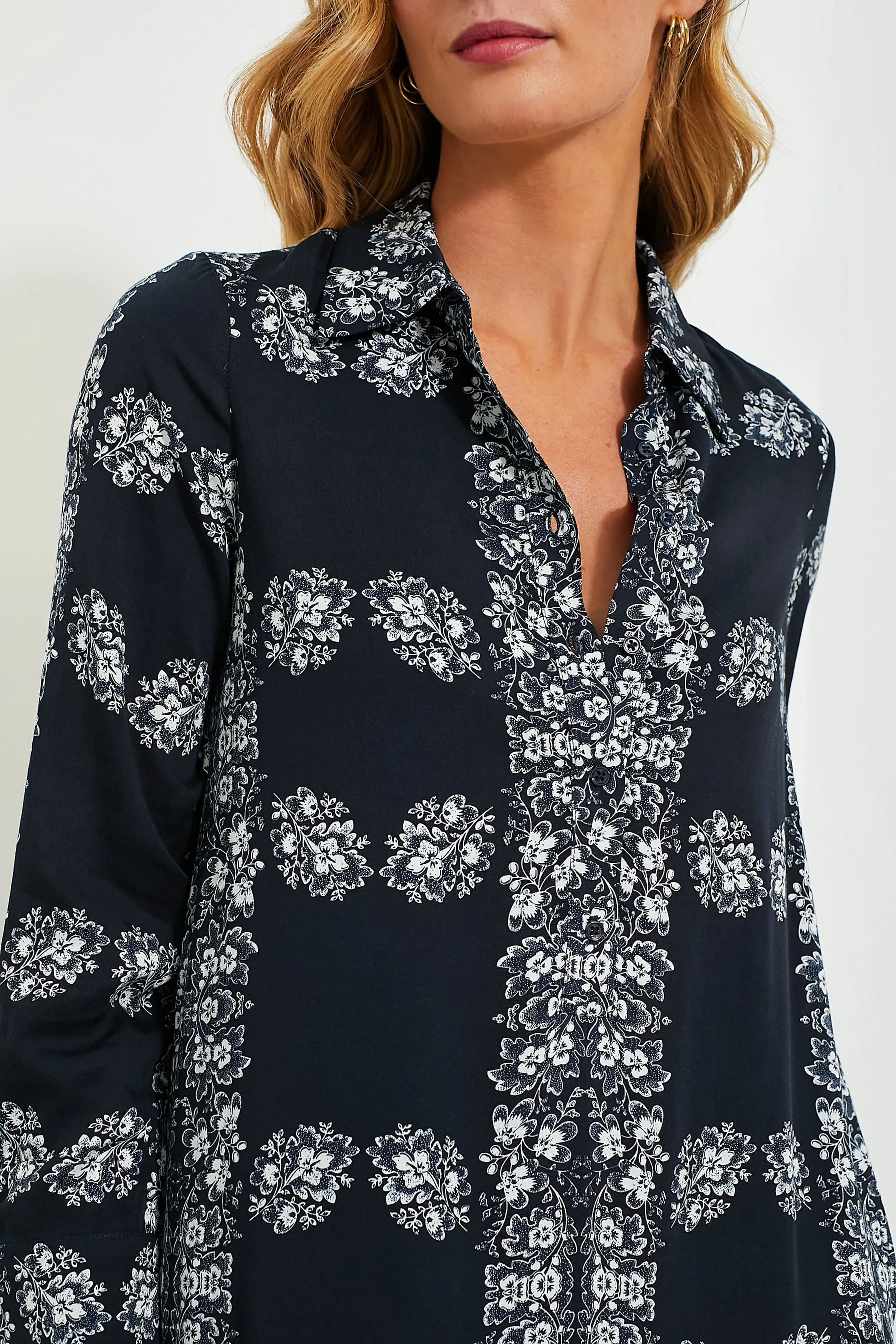 Navy Floral Miller Maxi Shirt Dress sold by Tuckernuck product image thumbnail 5