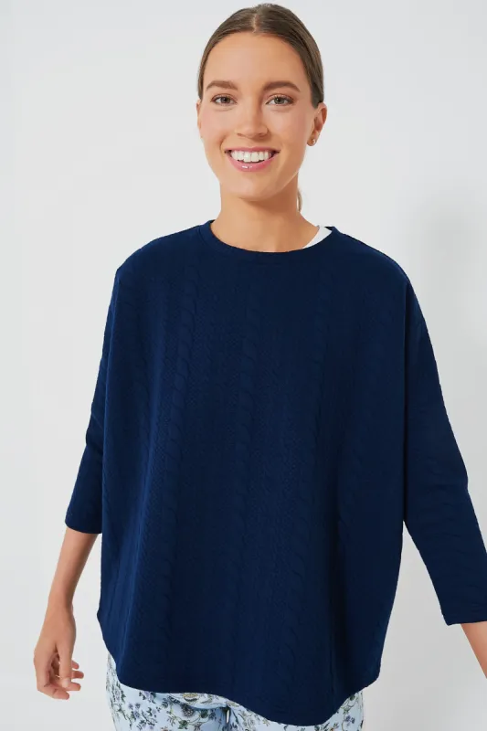 Navy Cable Ally Swing Sweatshirt made by Tuckernuck