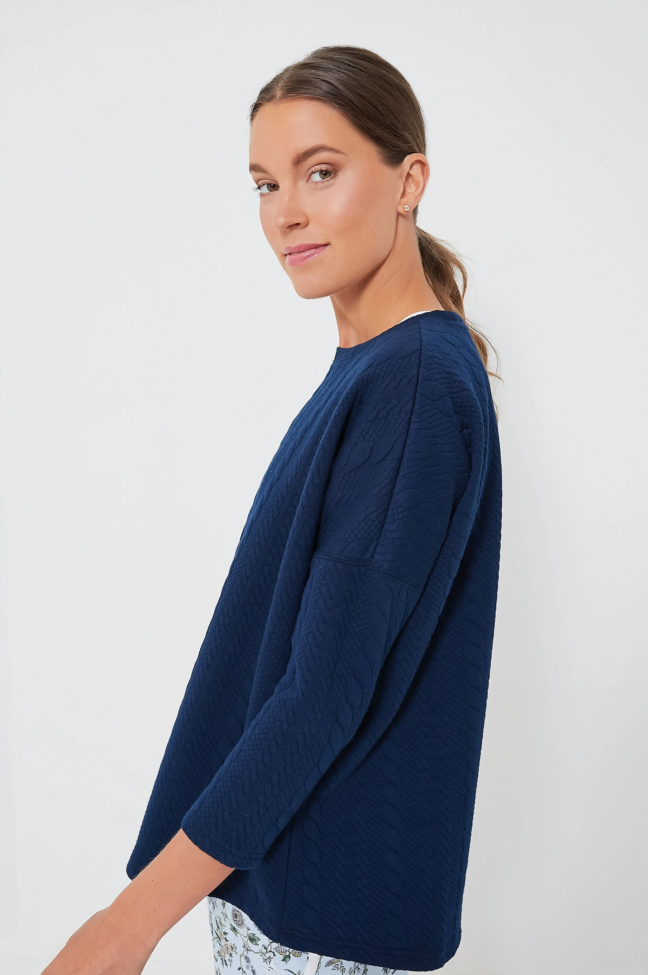 Navy Cable Ally Swing Sweatshirt sold by Tuckernuck product image thumbnail 4