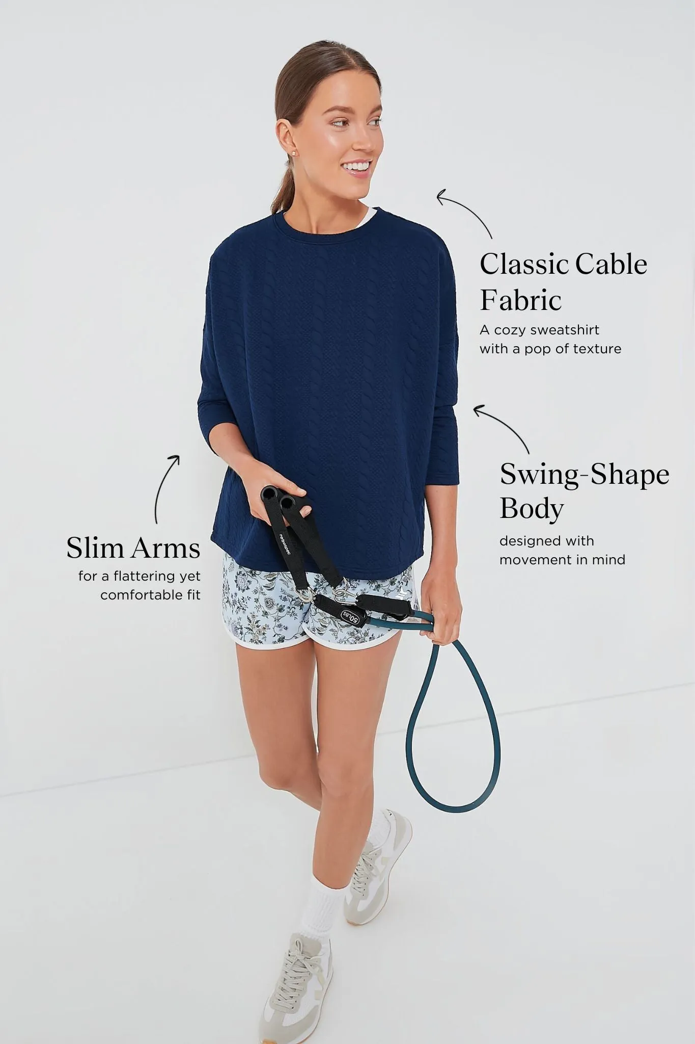Navy Cable Ally Swing Sweatshirt sold by Tuckernuck product image thumbnail 3