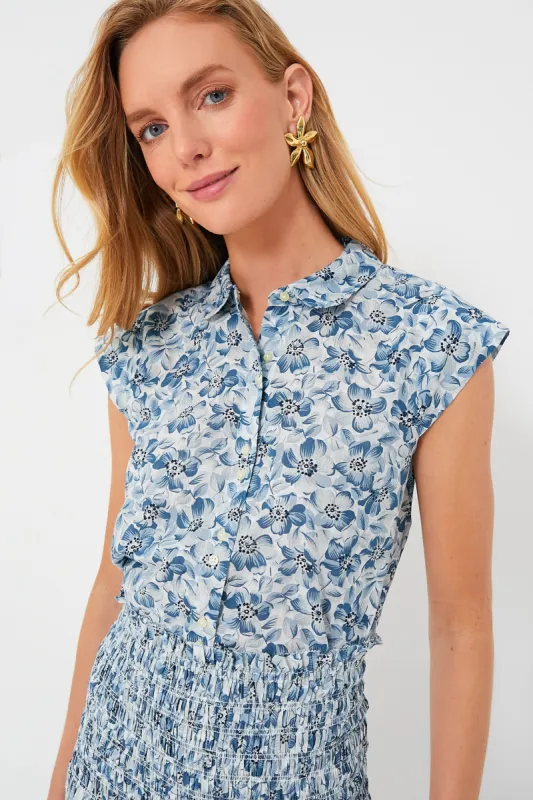 Light Sky Pressed Floral Print The Wren Top sold by Tuckernuck