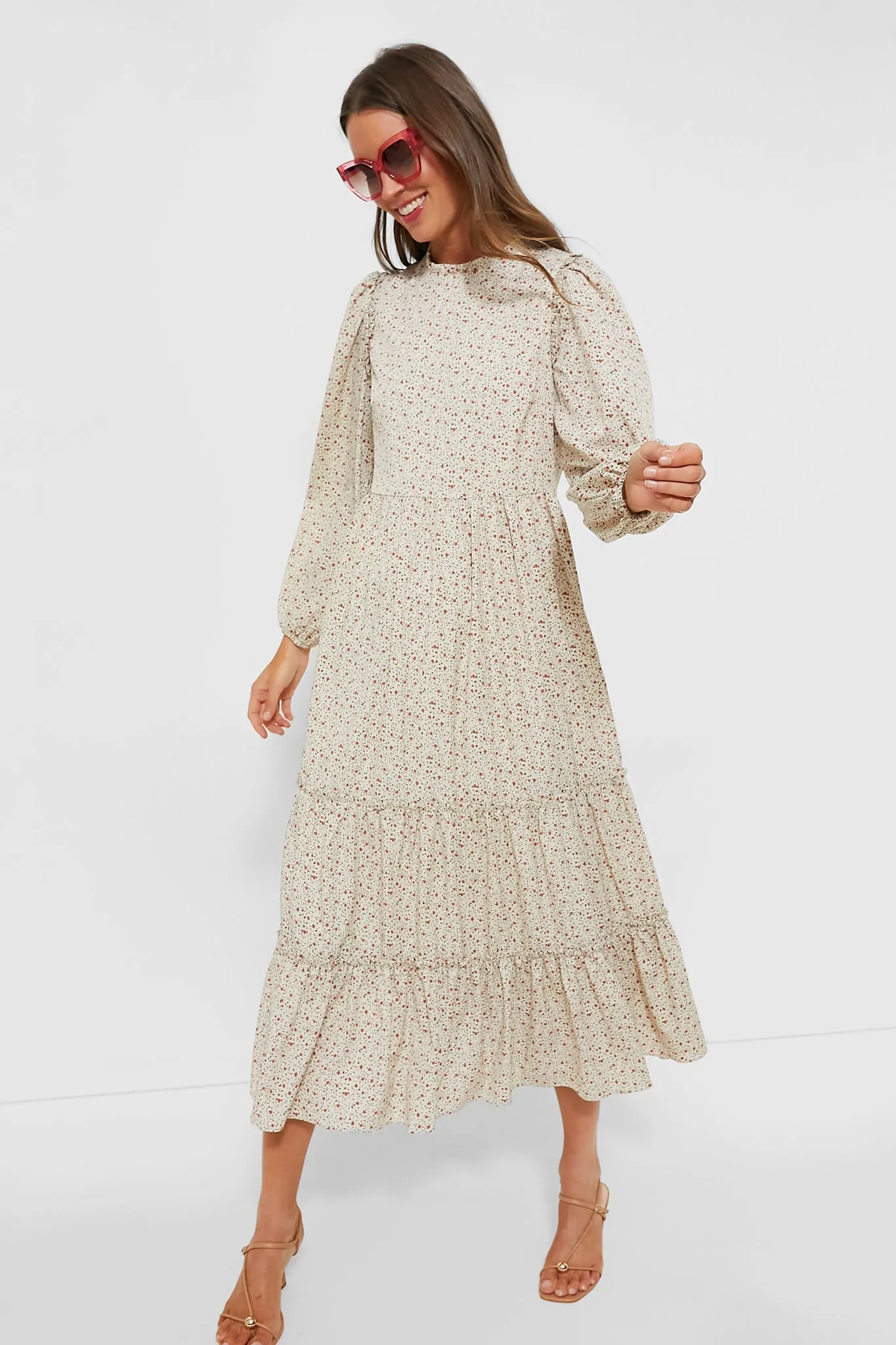 Cream Floral Jesse Midi Dress sold by Tuckernuck product image thumbnail 3