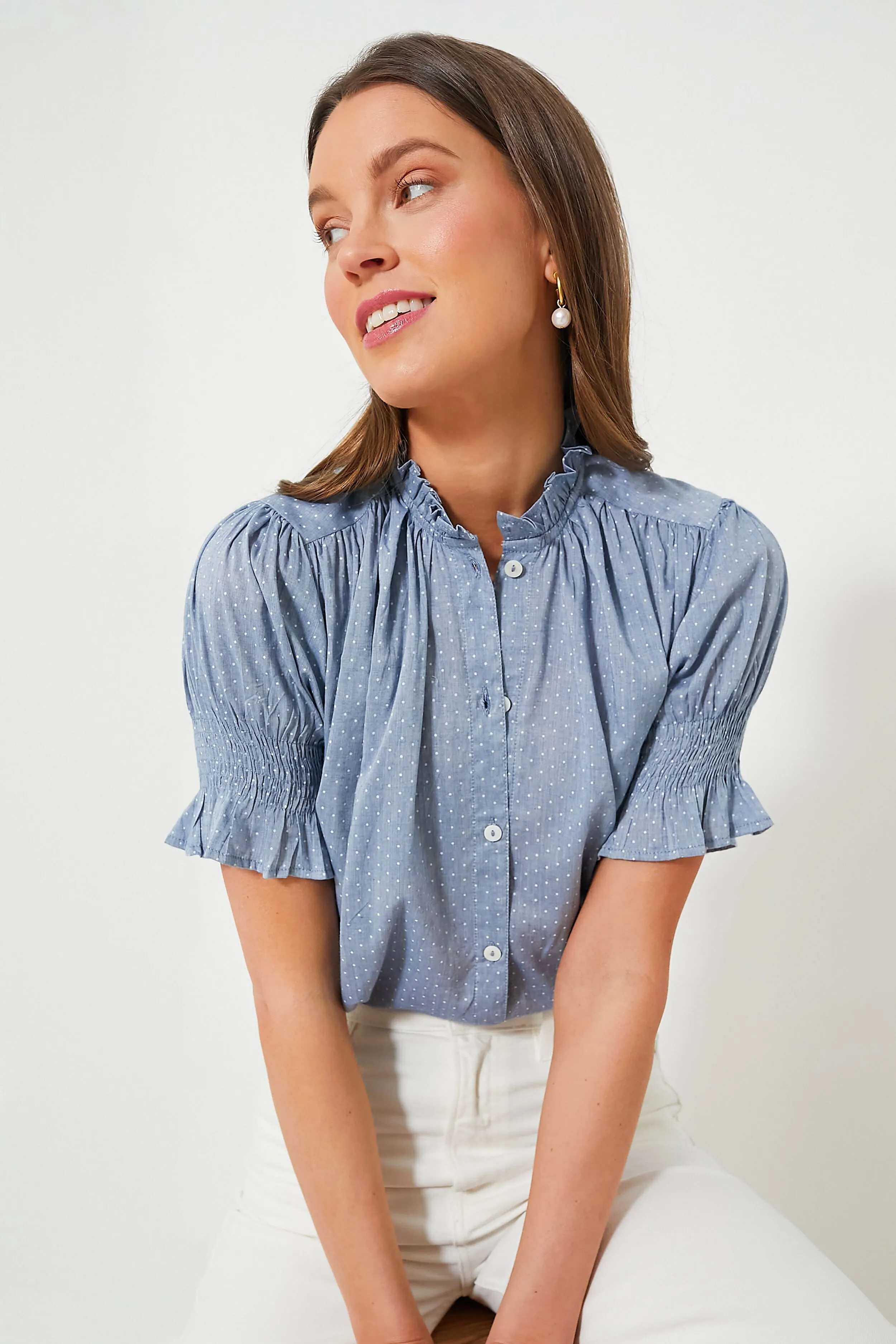 Chambray Polka Dot Marnie Top sold by Tuckernuck
