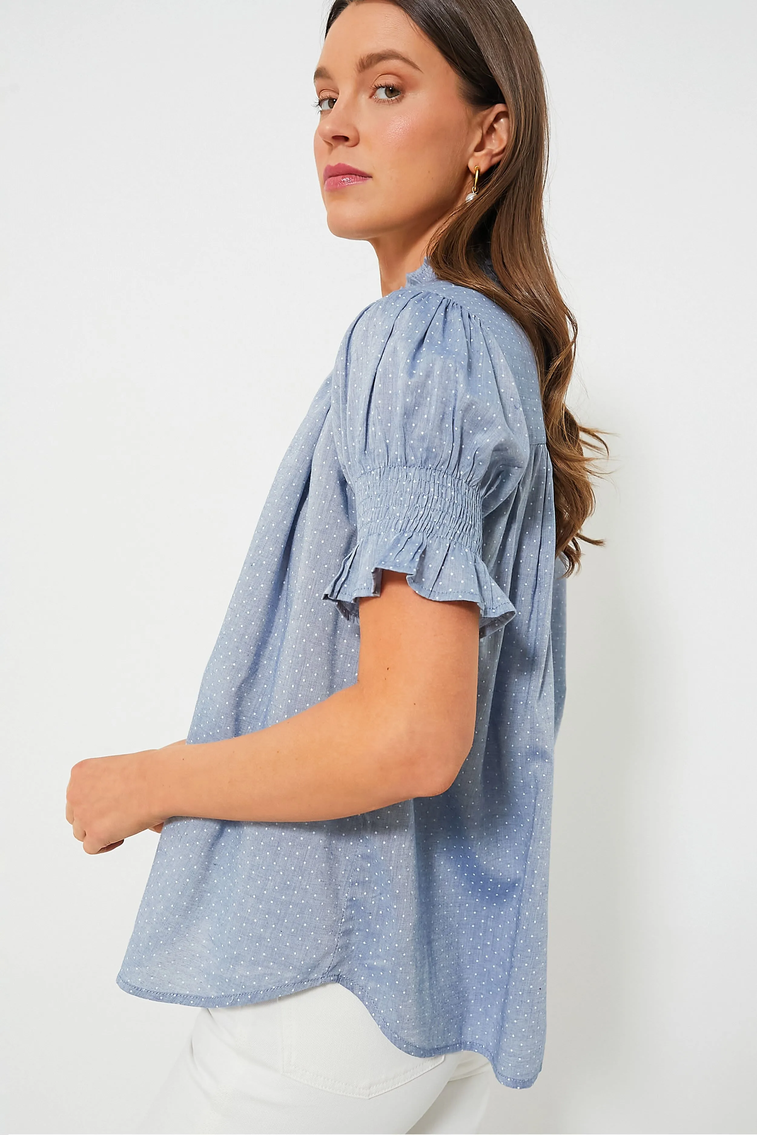 Chambray Polka Dot Marnie Top sold by Tuckernuck product image thumbnail 3