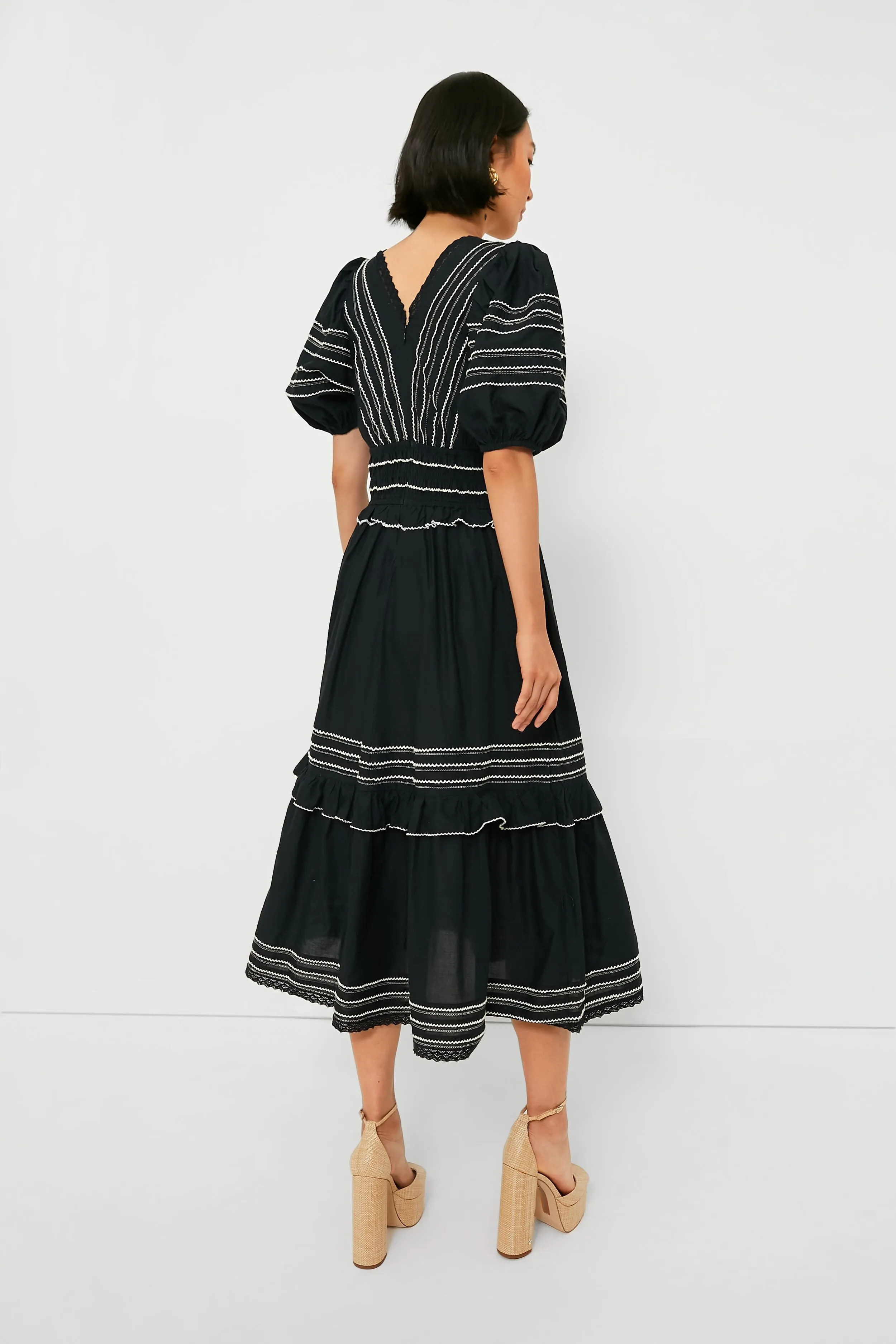 Black Mable Cambric Puff Sleeve Midi Dress sold by Tuckernuck product image thumbnail 4