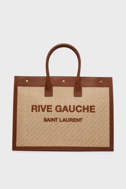 Saint Laurent Natural Sand Rive Gauche Tote Bag sold by Tuckernuck