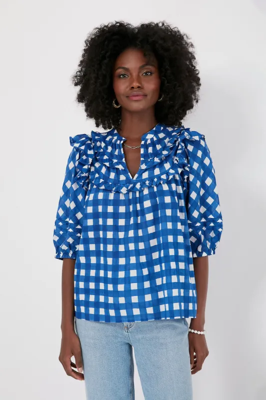 Painterly Gingham Millie Blouse sold by Tuckernuck