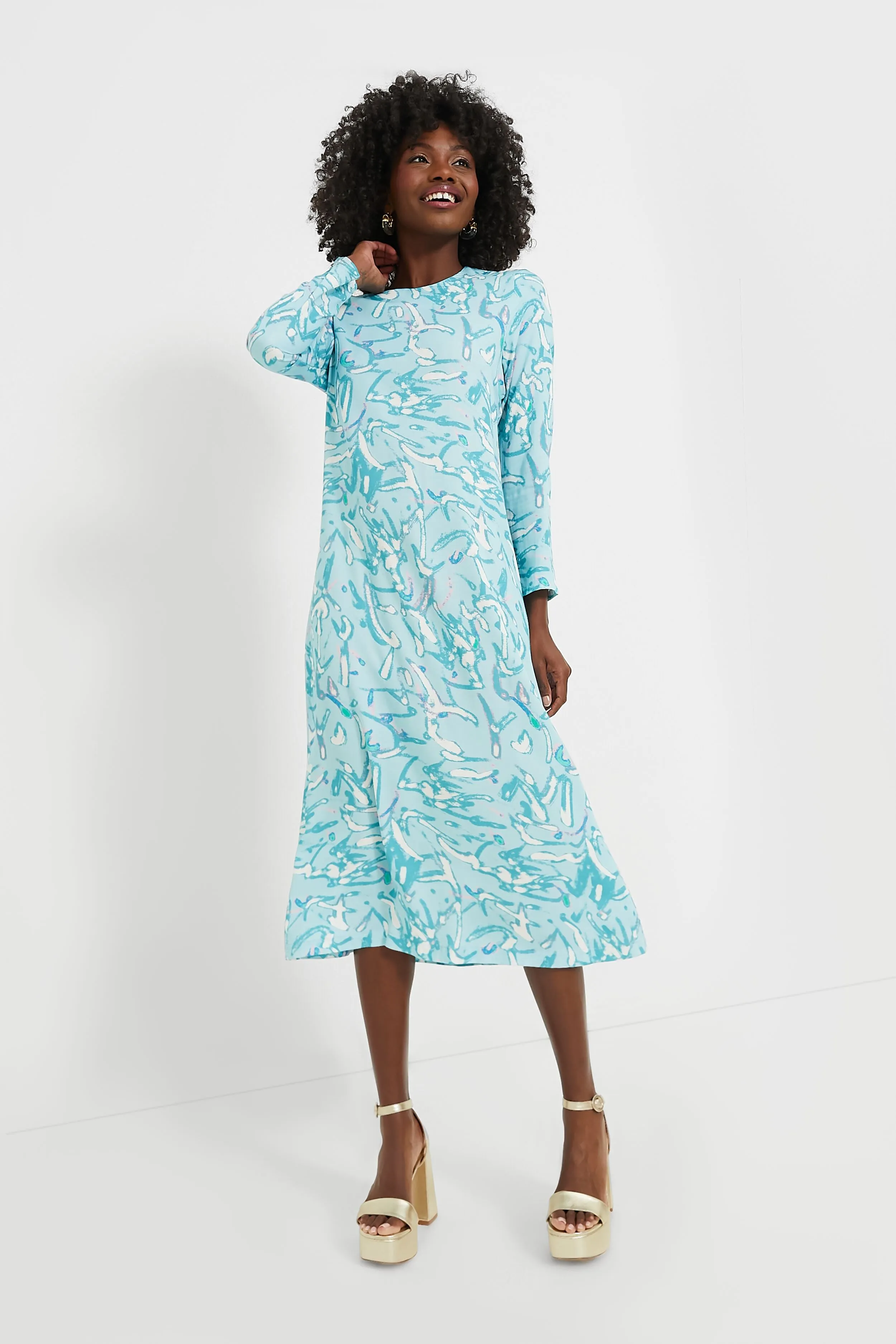 Blue Abstract Hattie Midi Dress Parallel