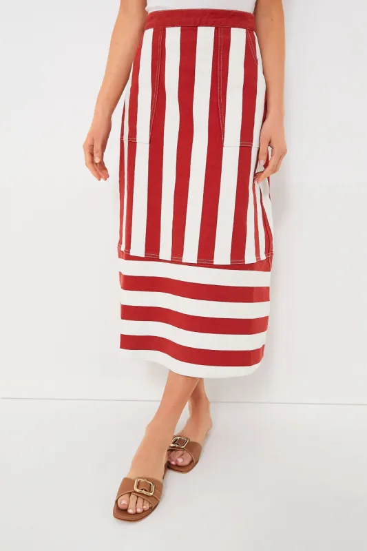 Brick Cabana Stripe Nadine Skirt sold by Tuckernuck