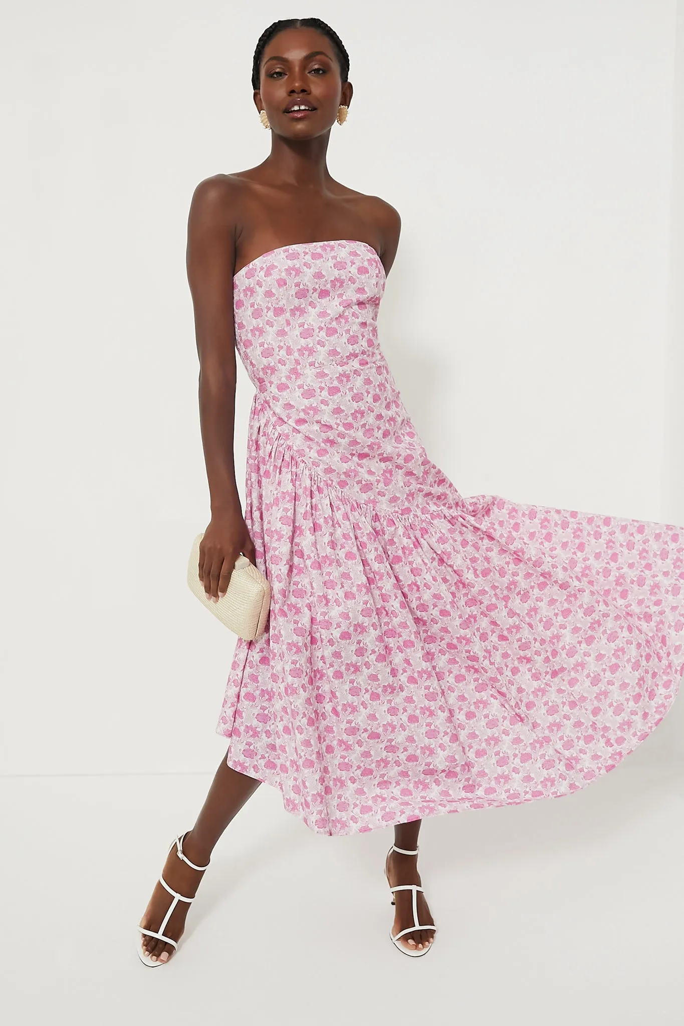 Pink and White Floral Ruffle Hem Camellia Dress sold by Tuckernuck product image thumbnail 2