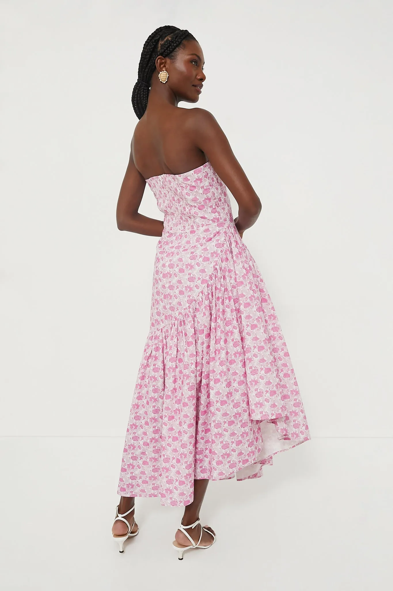 Pink and White Floral Ruffle Hem Camellia Dress sold by Tuckernuck product image thumbnail 4