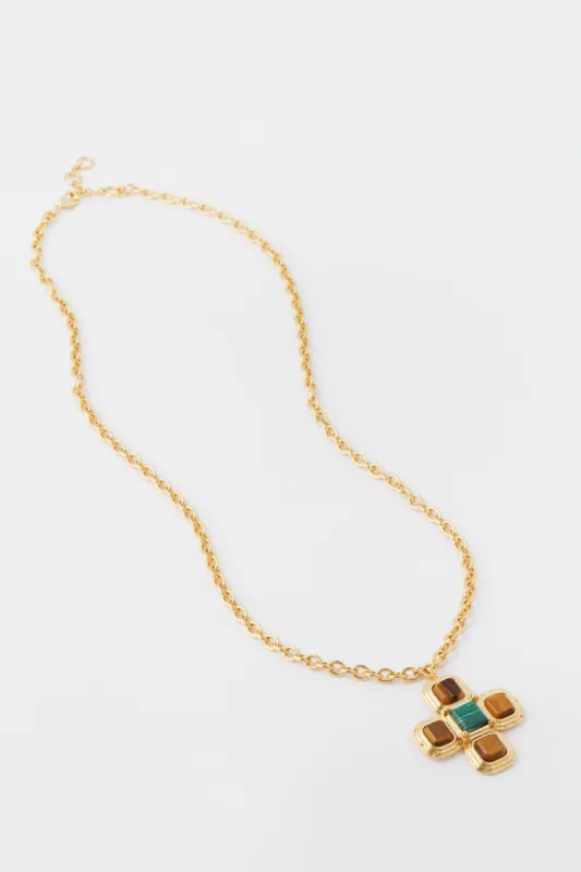 Tiger's Eye and Malachite Clea Necklace sold by Tuckernuck