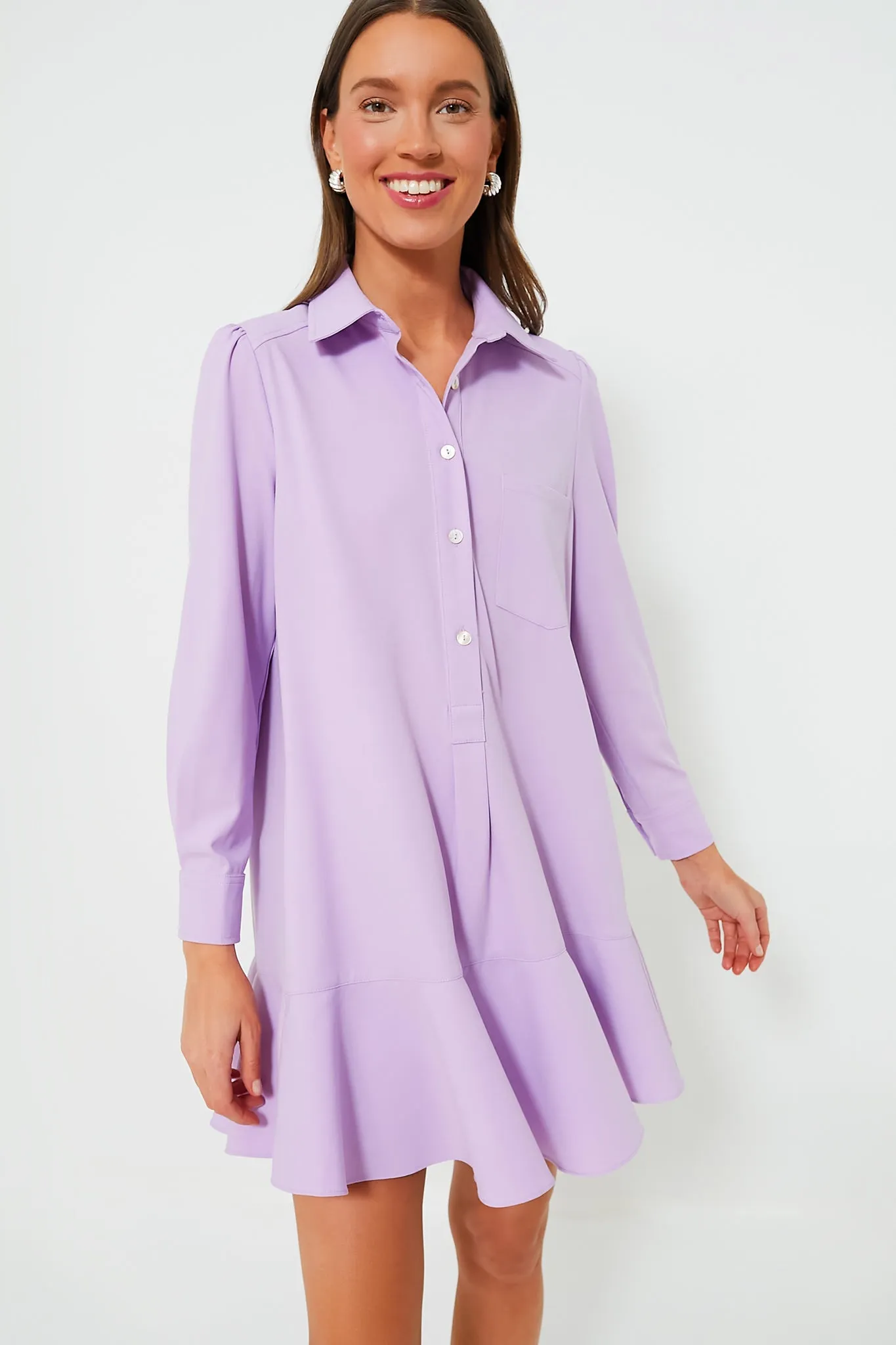 Lilac Crepe Callahan Shirt Dress | Parallel