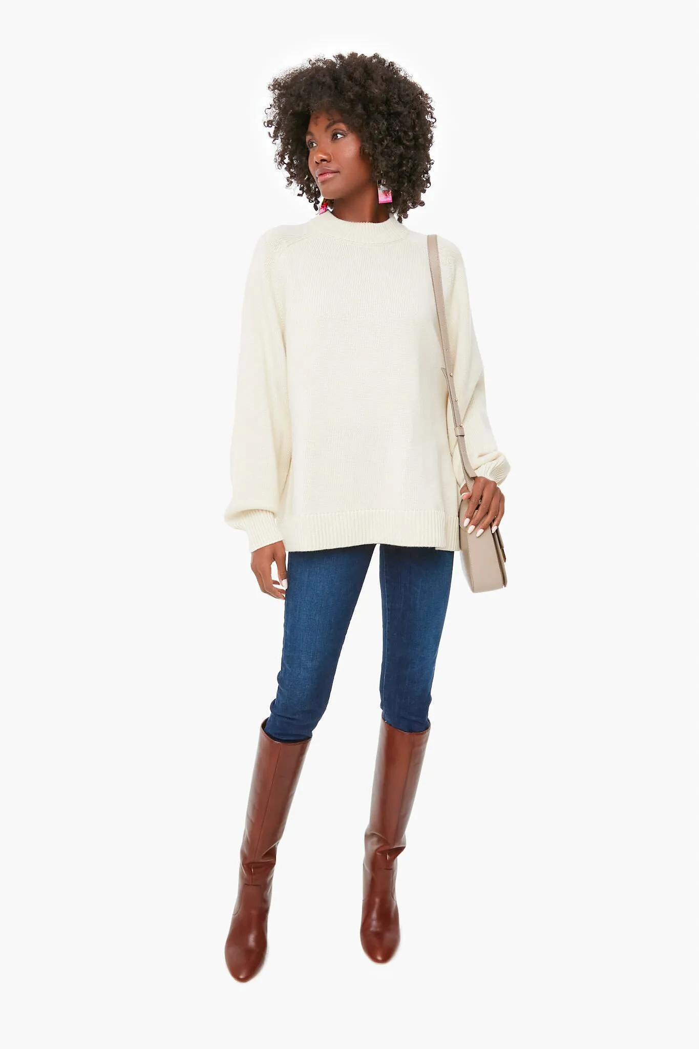Ivory Oversize Cashmere Crewneck Sweater sold by Tuckernuck product image thumbnail 2