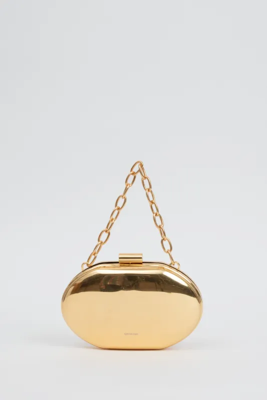 Brushed Gold Sol Metal Oval Clutch sold by Tuckernuck