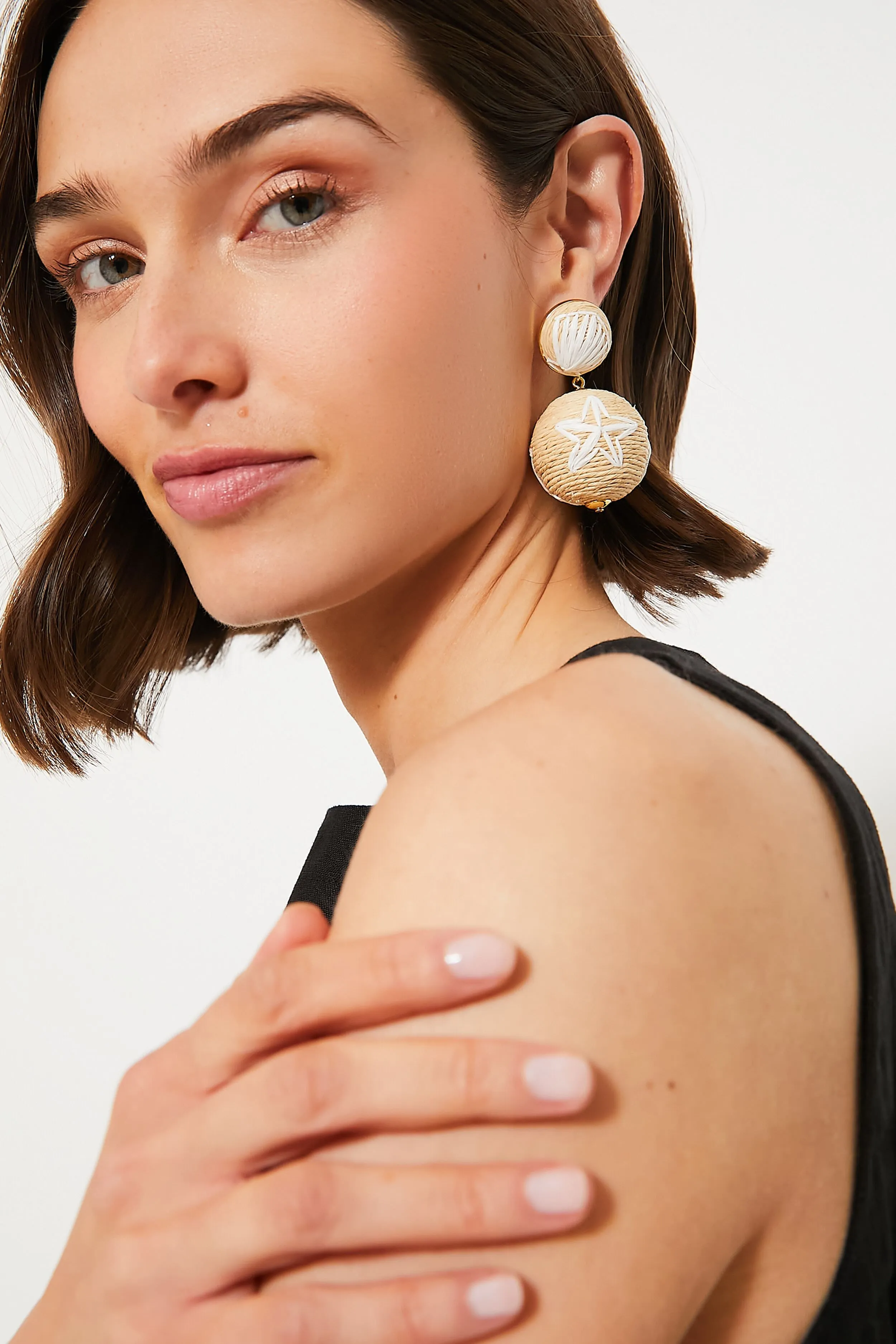 Embroidered Raffia Lantern Earrings sold by Tuckernuck product image thumbnail 2