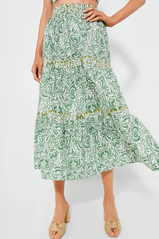 Green Floral Giada Maxi Skirt sold by Tuckernuck