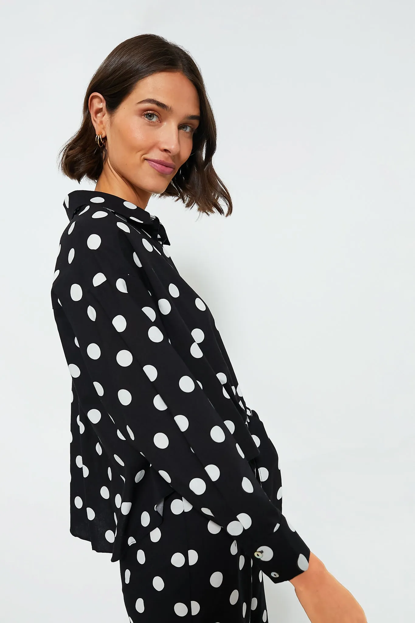 Black Polka Dot Tie-Front Juliana Shirt sold by Tuckernuck product image thumbnail 3