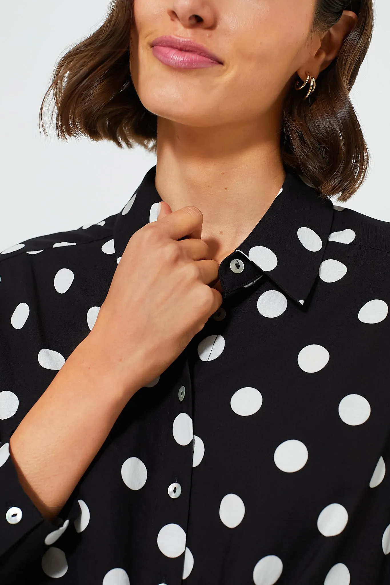 Black Polka Dot Tie-Front Juliana Shirt sold by Tuckernuck product image thumbnail 5