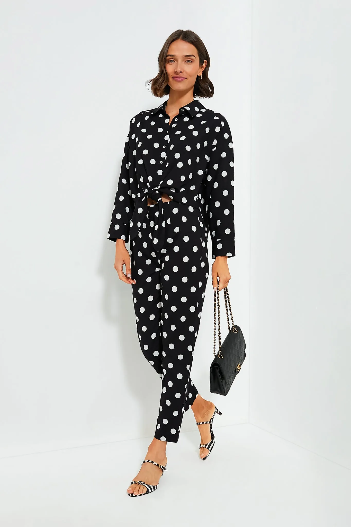 Black Polka Dot Tie-Front Juliana Shirt sold by Tuckernuck product image thumbnail 2