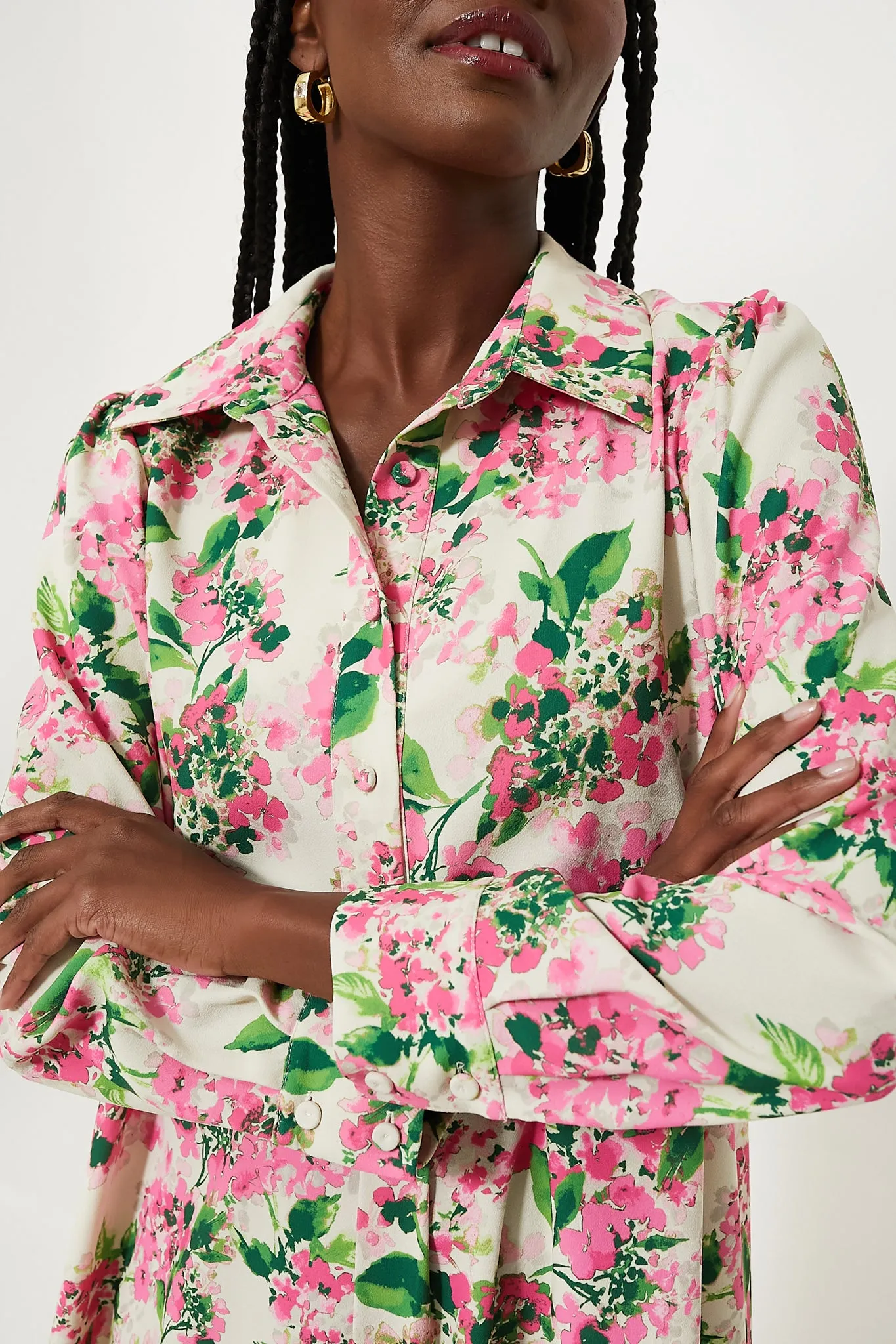 Gossamer Pink Hydrangea Callahan Shirt Dress sold by Tuckernuck product image thumbnail 5