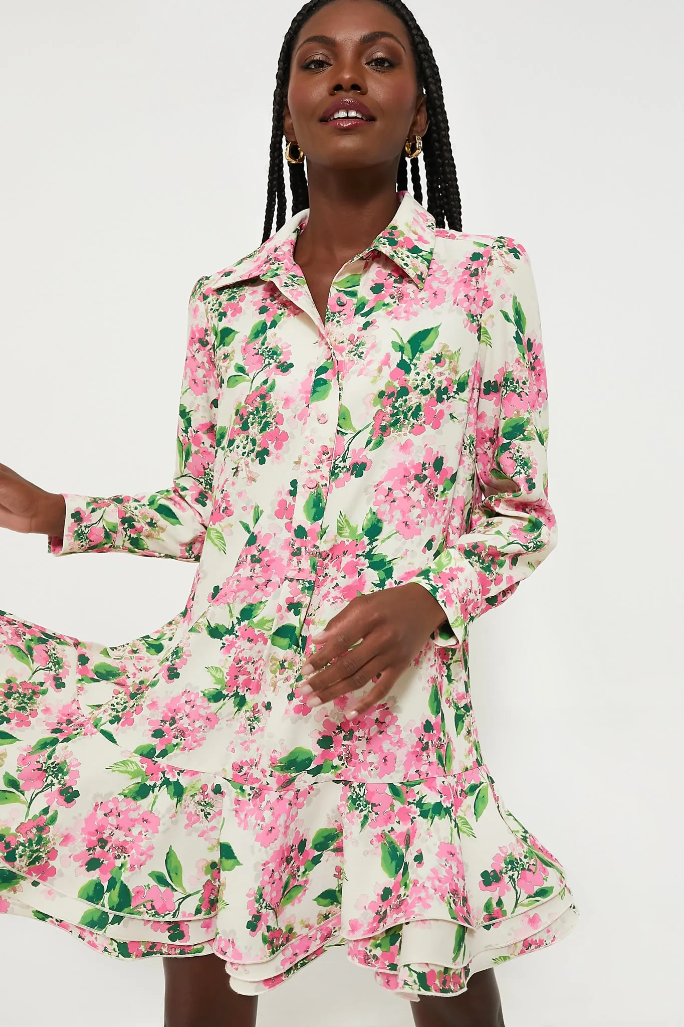 Gossamer Pink Hydrangea Callahan Shirt Dress sold by Tuckernuck
