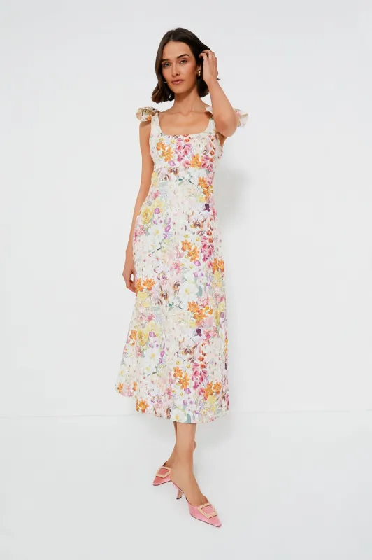 Kaleidoscope Garden Harmony Tie Shoulder Midi sold by Tuckernuck