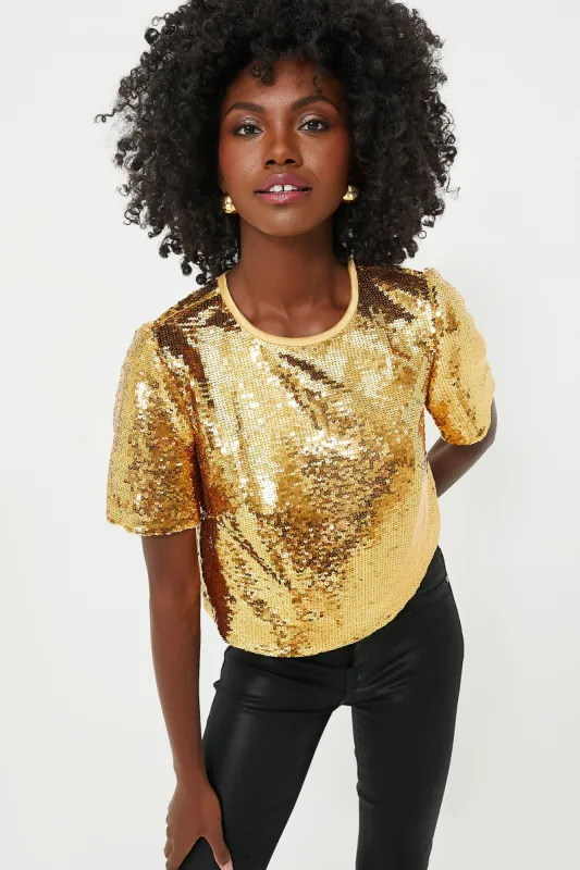 New Gold Luxor Sequin Top made by Tuckernuck