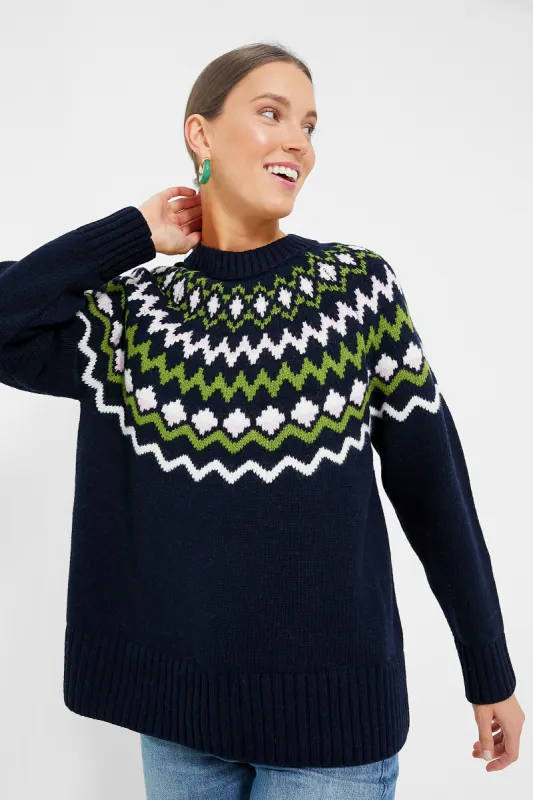 Navy Chesil Knit Sweater made by Barbour