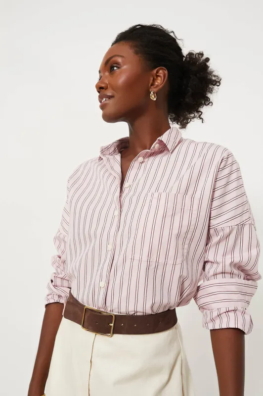 Pink Jo Shirt in Striped Poplin sold by Tuckernuck