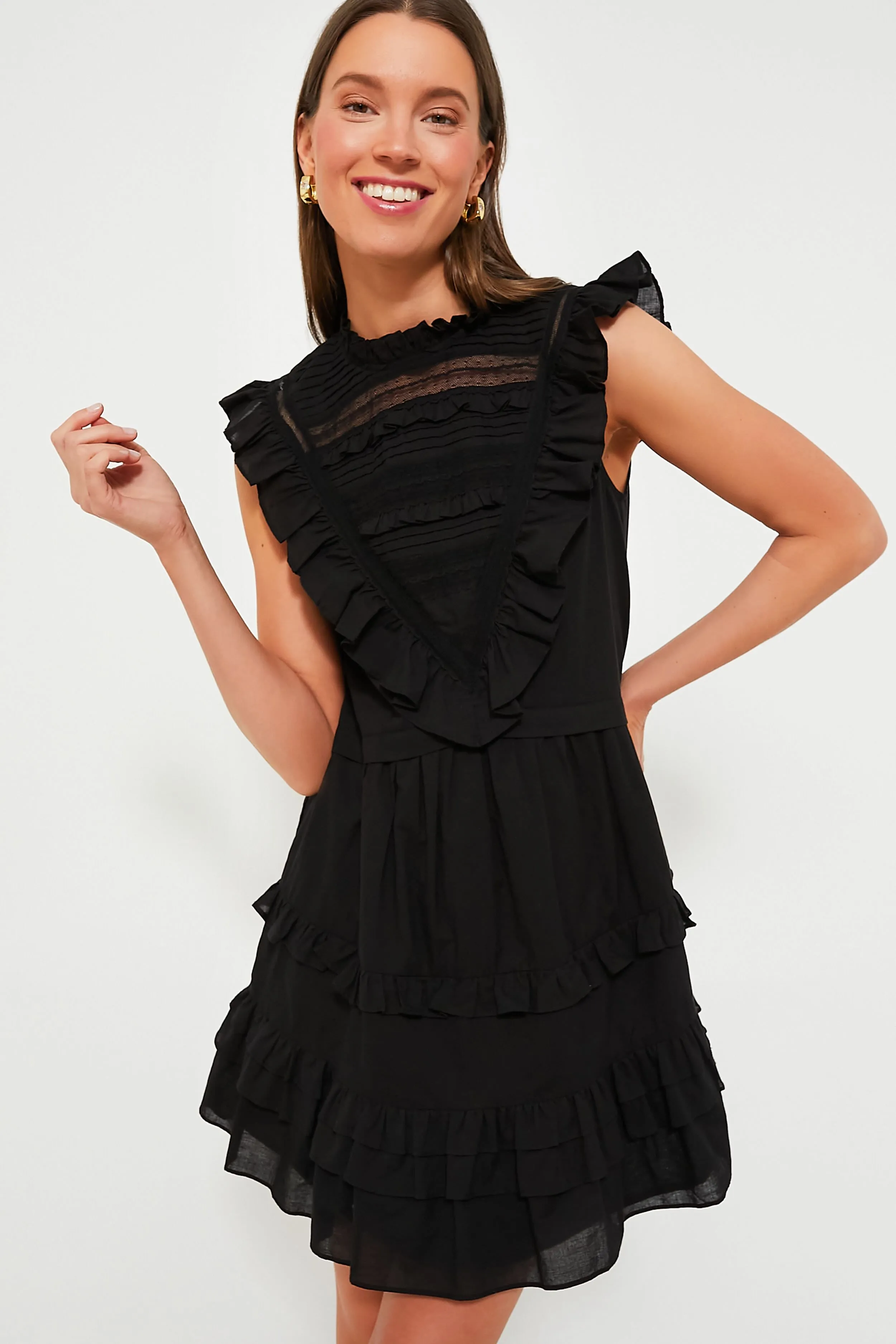 Black Cecilia Ruffle Dress sold by Tuckernuck