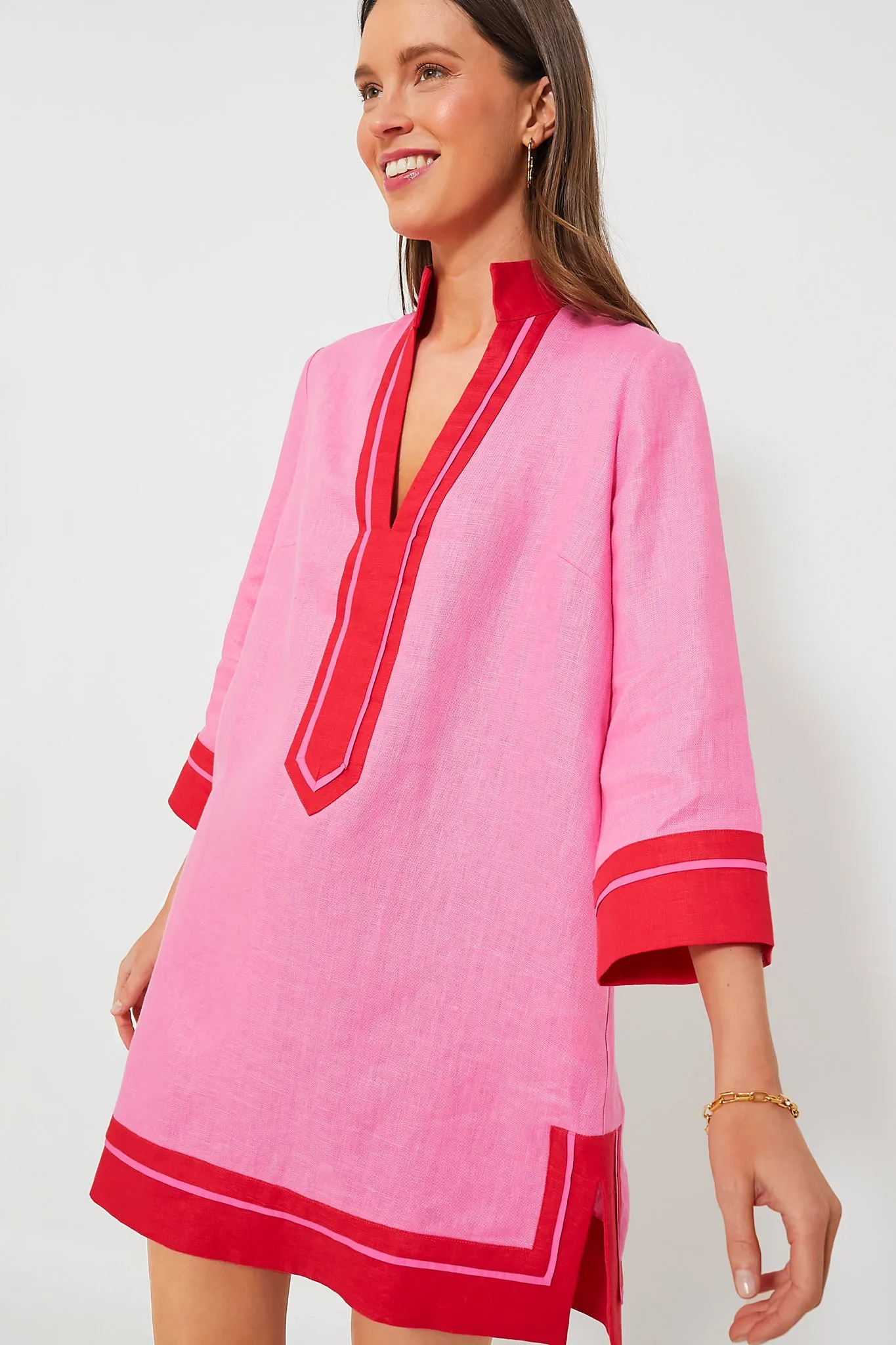 Pink and Poppy Red Collins Caftan sold by Tuckernuck product image thumbnail 4