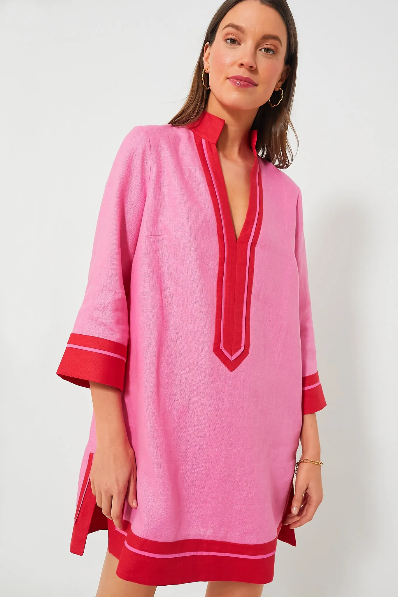 Pink and Poppy Red Collins Caftan sold by Tuckernuck product image thumbnail 3